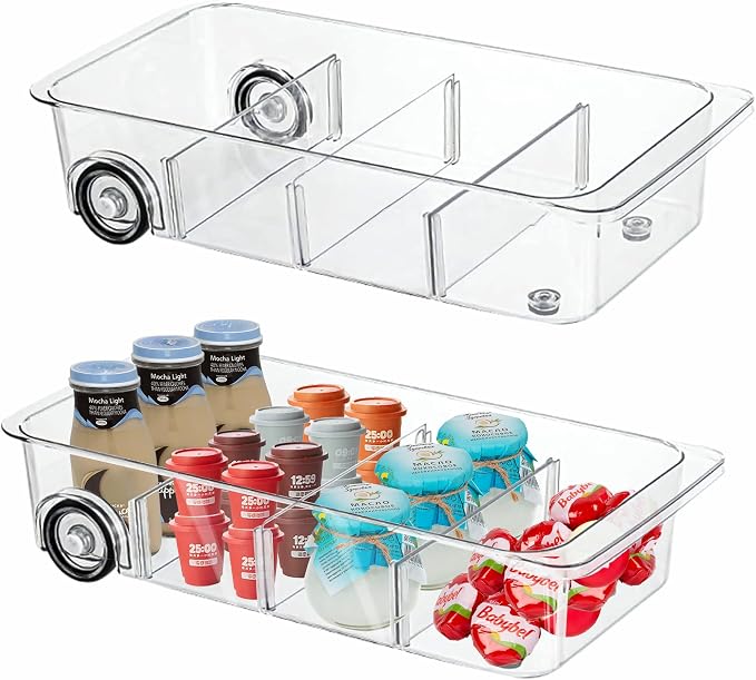 MineSign 2Pack Roll Out Fridge Caddy Bins Pull Out Drawer - Image 2