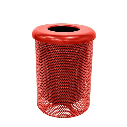 COATEDOUTDOORFURNITURE RFT-P-RED Heavy Duty Round Trash Receptacle by CoatedOutdoorFurniture