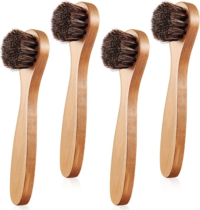 4 Pcs Horsehair Shine Shoes Brush Kit Polish Dauber Applicators Cleaning by ZJoey