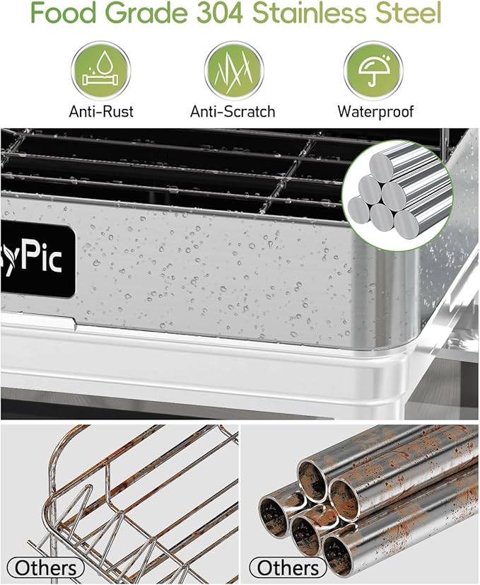 2 Tier Dish Drying Rack, Thicker Premium 304 Stainless Steel Dish Racks - Image 2