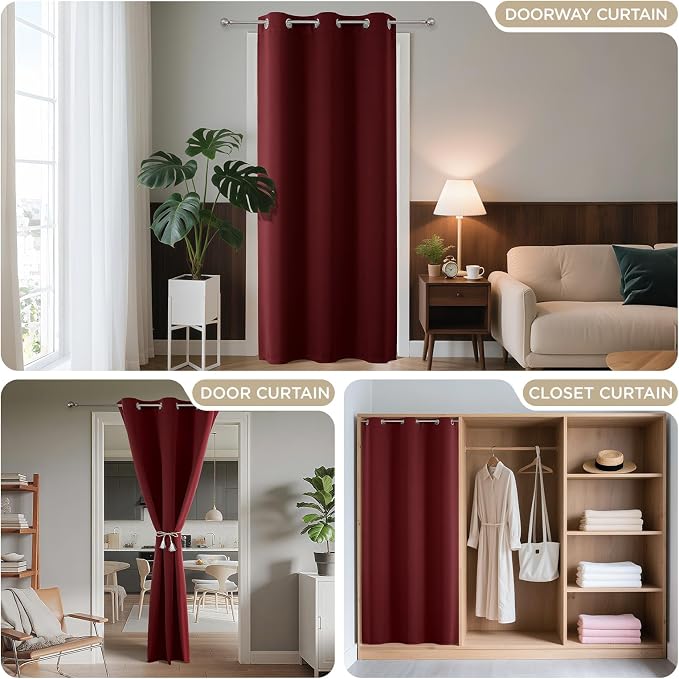 Joydeco Blackout Door Curtain for Doorway Privacy 78 Inches Long, Grommet - Image 4