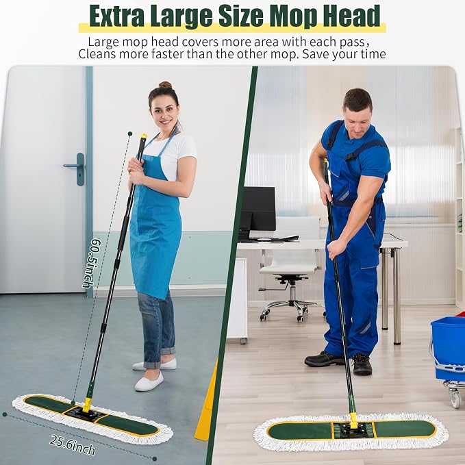 24" Commercial Dust Mop for Floor Cleaning, Heavy Duty Large Mop - Image 2