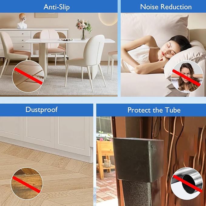 16 Pcs 1" x 1" Square Rubber Chair Leg Caps, PVC Table Leg Covers, Flexible & - Image 6