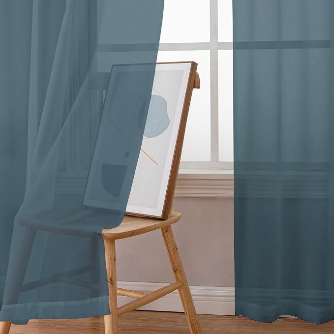 Chyhomenyc Sheer Curtains 63 Inch Length 2 Panels, Light Filtering Rod Pocket - Image 5