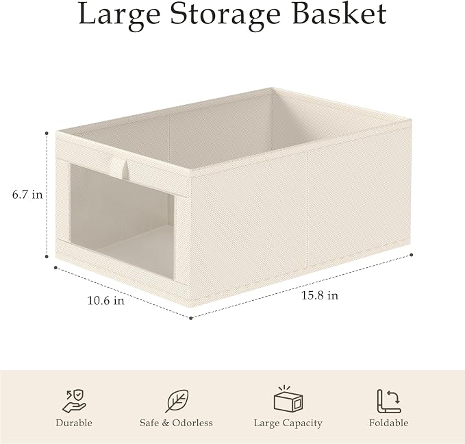 Criusia Linen Closet Organizers and Storage, 4 Pack Linen Closet Baskets - Image 3