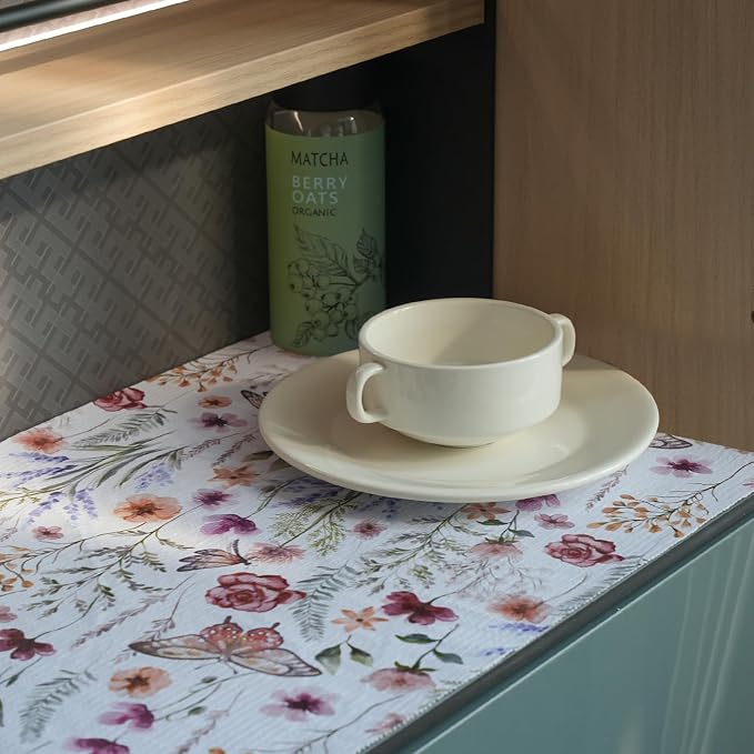 Floral Drawer and Shelf Liner for Kitchen Cabinets, 16IN x 20FT Non-Adhesive - Image 4