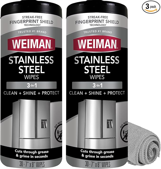 Weiman Stainless Steel Cleaner and Polish Wipes Bundle by Weiman