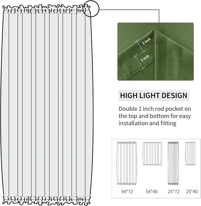 DWCN French Door Curtains – Rod Pocket Thermal Blackout Curtain - Image 3