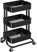 Pipishell 3 Tier Metal Rolling Utility Cart, Heavy-Duty Storage Rolling Cart by Pipishell