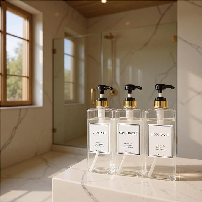 Modern Gold Design Large 27 oz Shampoo and Conditioner Dispensers - Image 7