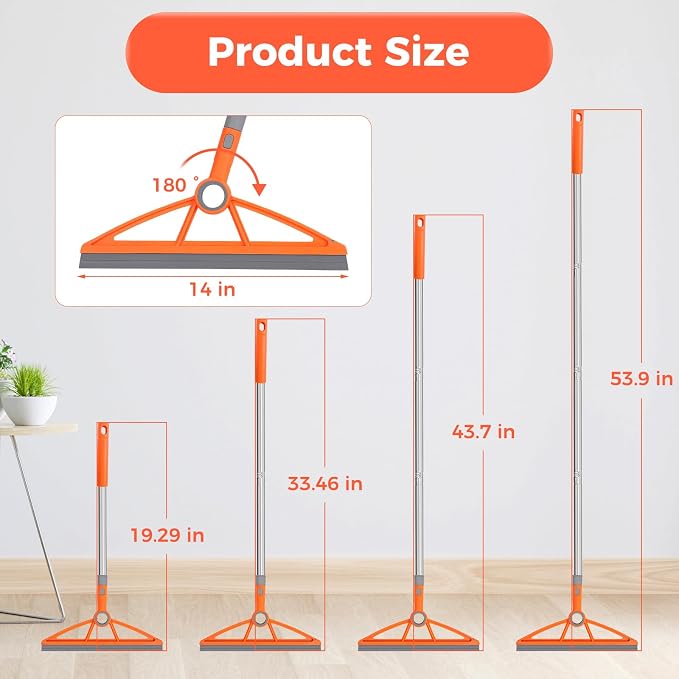 2-in-1 Air Broom, 180° Rotating 54 Inch Adjustable Silicone Rubber Broom - Image 2