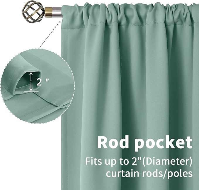 BGment Sage Green Blackout Curtains 45 Inches Long - Image 3