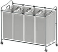 Simple Houseware 4-Bag Heavy Duty Laundry Sorter Rolling Cart by SimpleHouseware