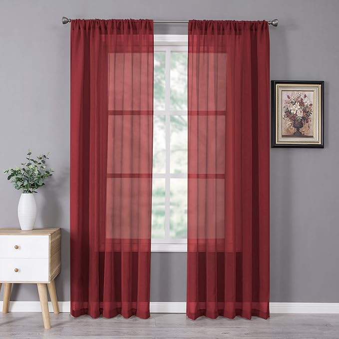 Tollpiz Sheer Curtains Bedroom Linen Textured Curtain Sheers Light Filtering by Tollpiz