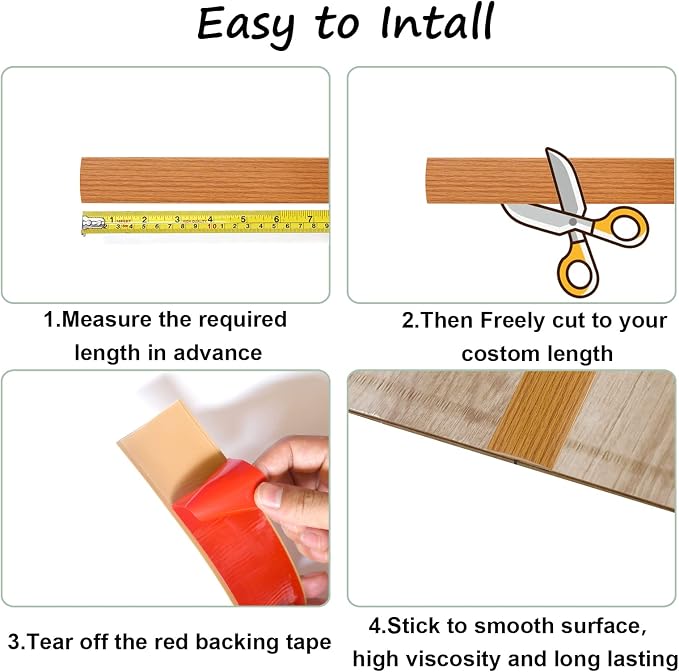 Floor/Door Flat Transition Strip & Self-Adhesive Vinyl Edge Trim - Image 3