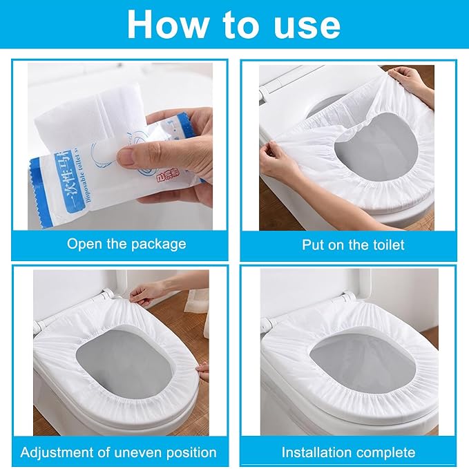 20 Pack Disposable Toilet Seat Cover Waterproof Non-Woven Fabric, Disposable - Image 7