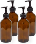 Cornucopia 8oz Glass Pump Bottles, Lotion Soap Dispensers w/Black Plastic Pumps by CornucopiaBrands