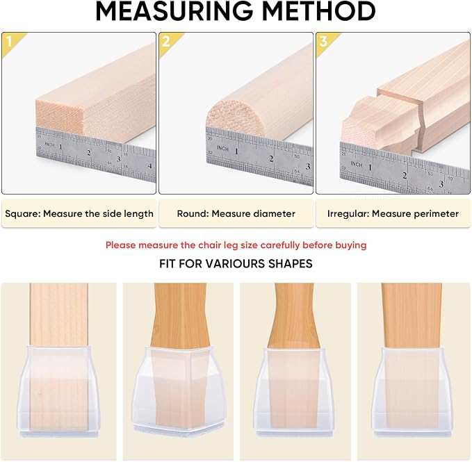 BALEINE 16 Pack Silicone Chair Leg Floor Protectors, Stool Leg Protectors Cap - Image 8