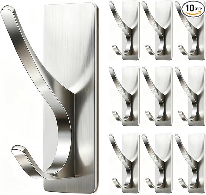 Self Adhesive Coat Hooks for Hanging: Heavy Duty Stainless Wall Hook for Towel by pickpiff