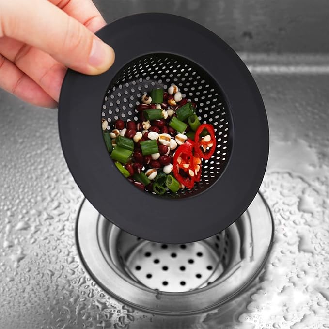 2 Pcs Black Stainless Steel Mesh Sink Drain Strainer, 2.16" Top/1.29" Kitchen - Image 2