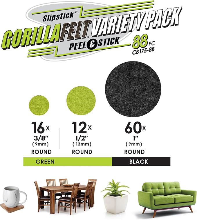 Slipstick Gorilla Felt 1 Inch Furniture Pads Premium Furniture Pads & Chair Leg - Image 3