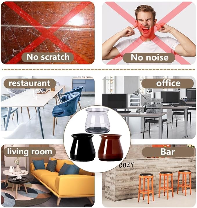 40 Pack Extra Small Chair Leg Floor Protectors Silicone Covers to Protect - Image 3