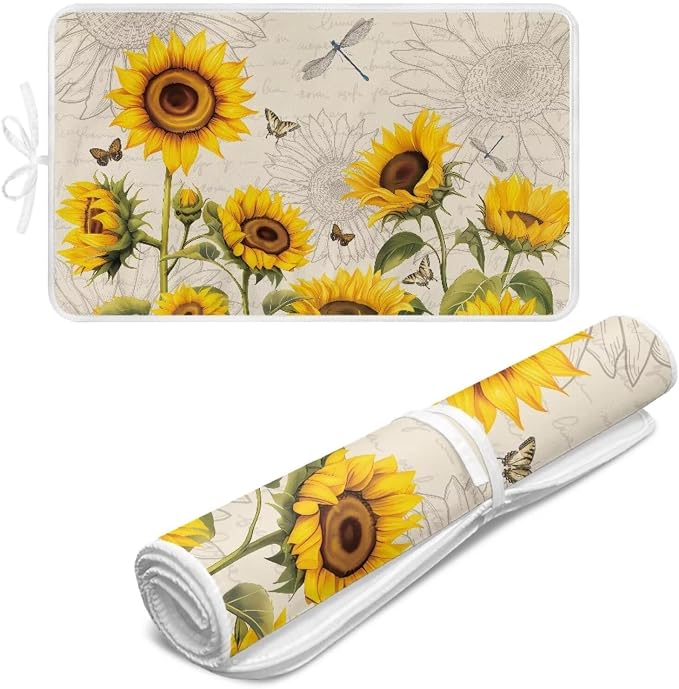 Sunflower Ironing Mat Pad for Table Portable Travel Iron Blanket Vintage by Unknown