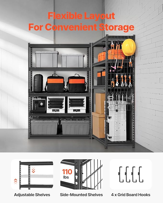 VEVOR Storage Shelves, 2500 lbs, 5 Tier Heavy Duty Garage Shelving, - Image 5