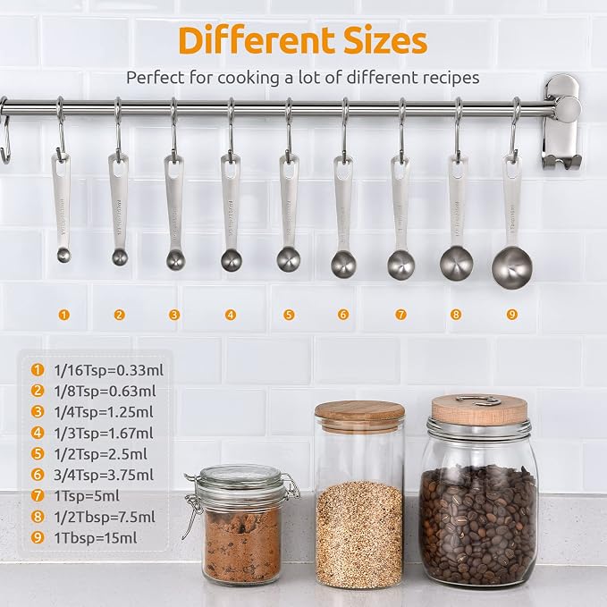 Measuring Spoons: U-Taste 18/8 Stainless Steel Measuring Spoons Set of 9 Piece: - Image 2