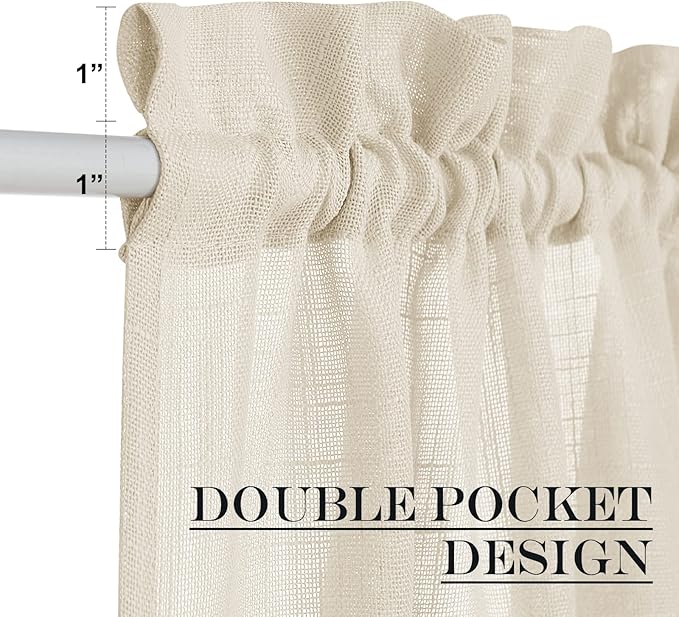 NICETOWN Door Panel Curtains Faux Linen French Curtain Window Curtain Semi - Image 5