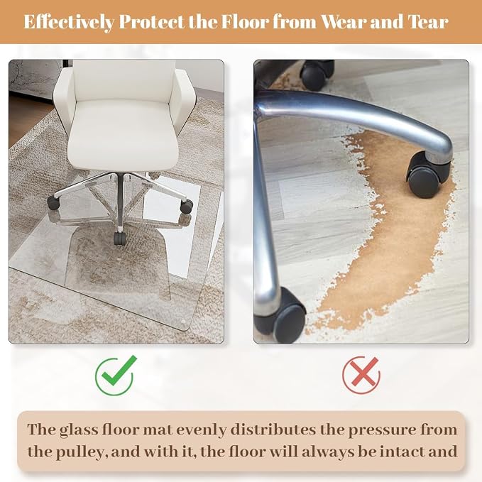 48" x 72" Glass Chair Mat, 1/5" Thick Office Chair Mat - Image 5
