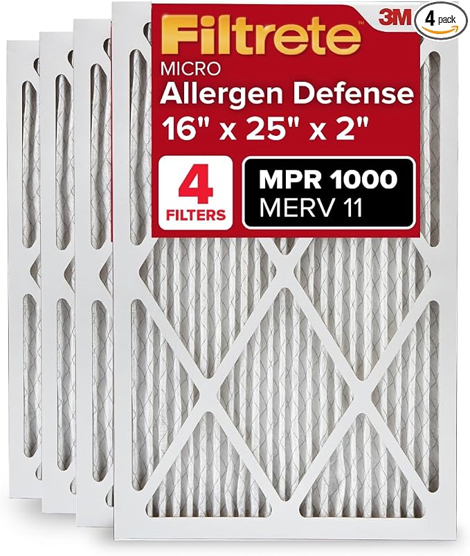 Filtrete 16x25x2 AC Furnace Air Filter, MERV 11, MPR 1000, Allergen Defense by Filtrete