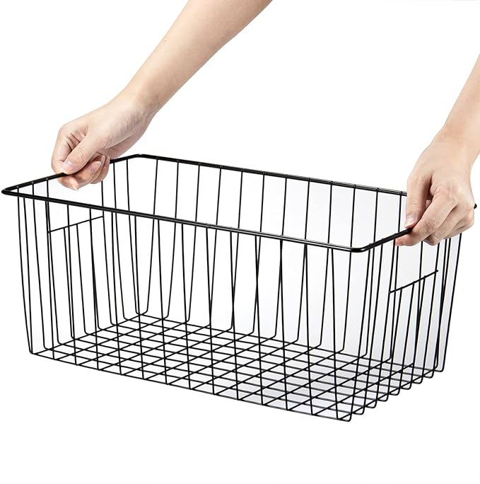 16" L x 12" W Wider Freezer Storage Organizer Baskets Container, Deep Metal - Image 5