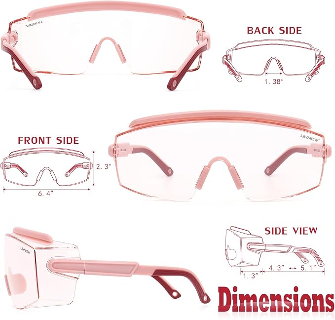 UKNOW Safety Goggles Over Glasses, Safety Glasses Anti Fog Wraparound Eye - Image 6