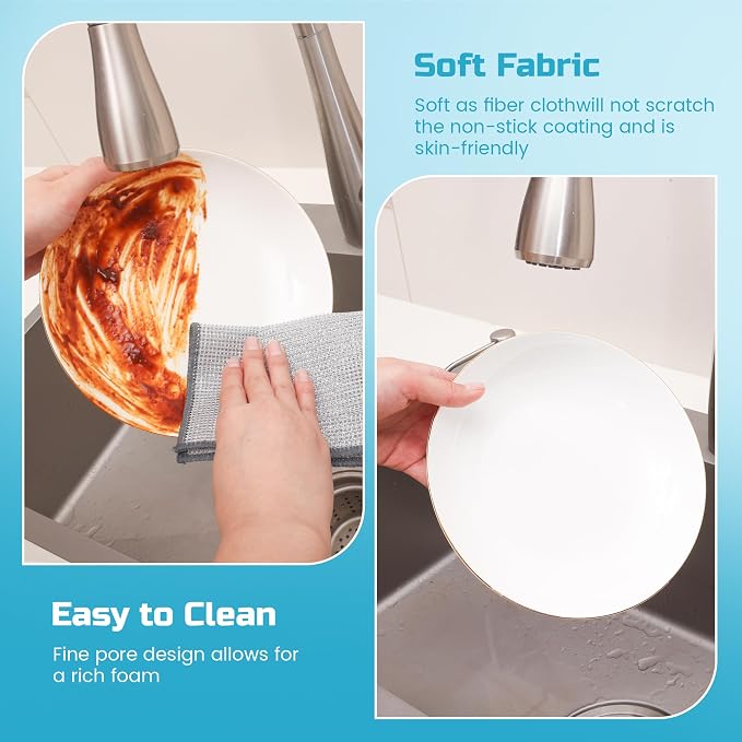 Forggon12 Pcs New Upgrade 3-Layer Metal Dish Cloth, No Scratches and No Odor - Image 4