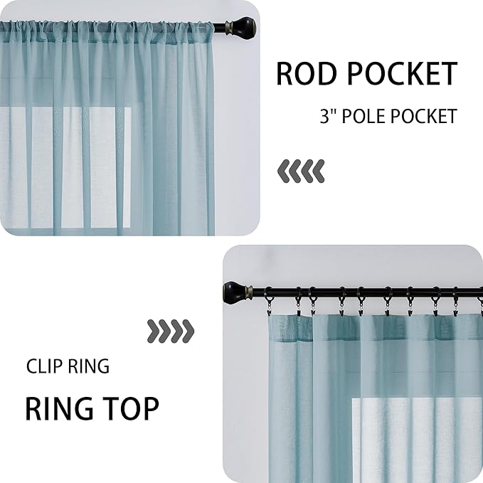 Tollpiz Short Sheer Door Curtain Closet Linen Textured Curtain Sheers Doorway - Image 5