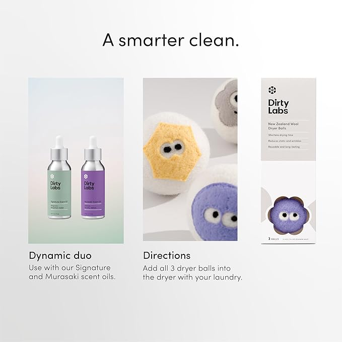 Dirty Labs | 100% New Zealand Wool Enzyme Buddies Dryer Balls | 3 Balls | - Image 7