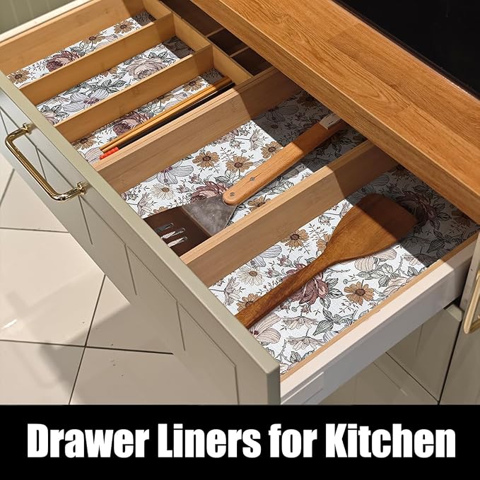 Floral Drawer Shelf Liners, 12IN x 20FT Non Adhesive and Strong Non-Slip - Image 4