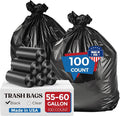 Fuxury 55-60 Gallon Heavy Duty Trash Bags, 23 Mic Thick, 38x58 in, Star-Seal by Fuxury