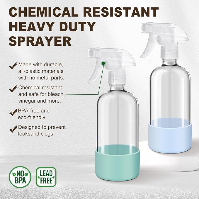 Glass Spray Bottles with Silicone Sleeves, Mist and Stream Empty Refillable - Image 3