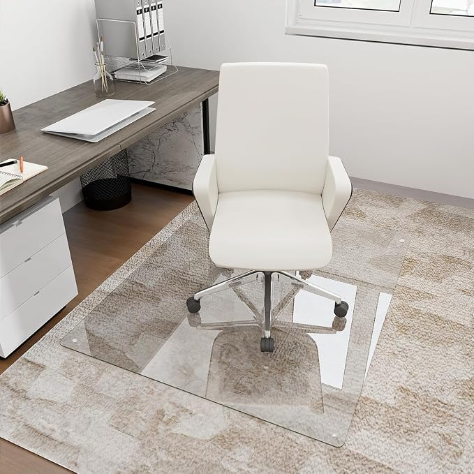 36" x 55" Glass Chair Mat, Heavy Duty Hard Floor Mat by KOONMI