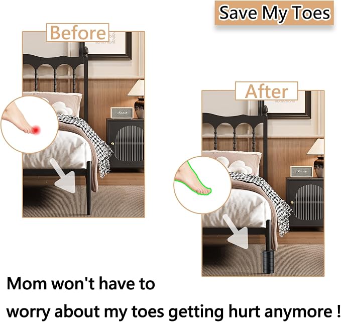 8 Pcs Bed Frame Toe Protectors, Non-Adhesive Bed Frame Leg Covers - Image 3