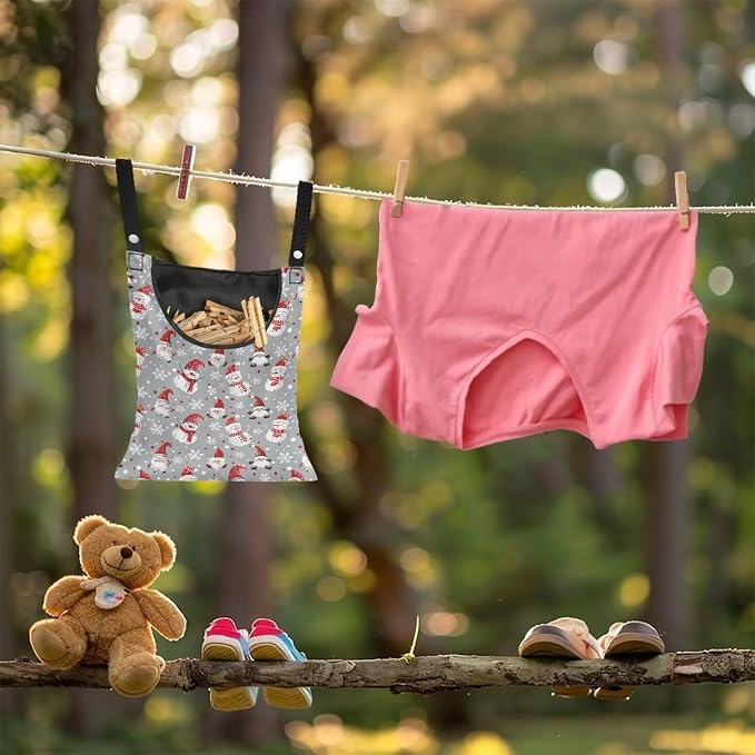 Cute Snowman Large Capacity 14.5 x 12 Inch Clothespin Bag - Image 4