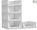 Proarea 5 Pack Stackable Plastic Storage Basket Closet Organizer Bin Foldable by Proarea