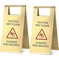 Kigley 2 Pcs Wet Floor Sign, 17 Inch Stainless Steel Caution Wet Floor Sign by Kigley