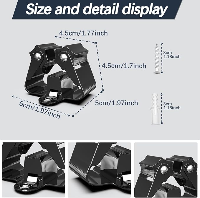 3-H Stainless Steel Broom Holder Wall Mount 6-Pack- Heavy Duty Mop Organizer - Image 4