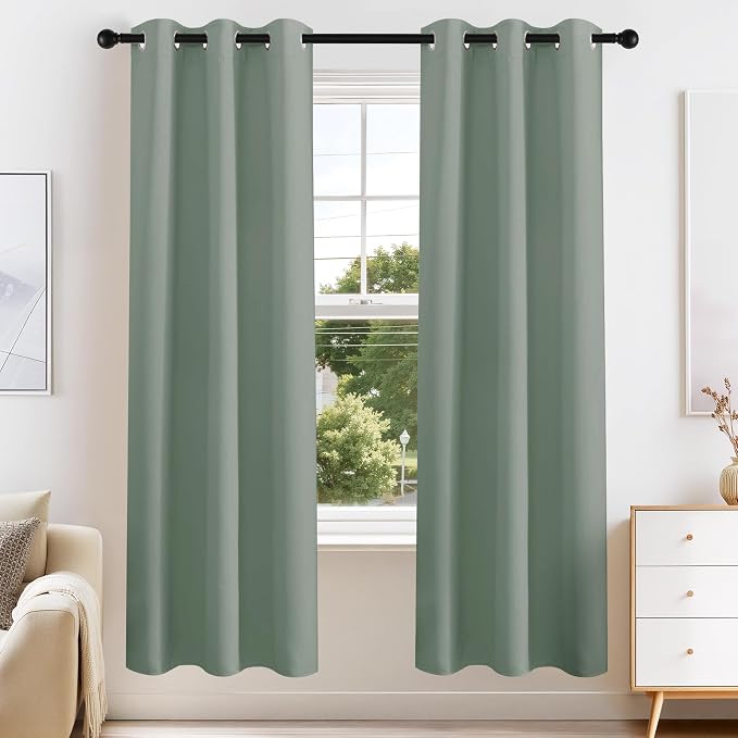 PONY DANCE Sage Green Blackout Curtains by PONYDANCE