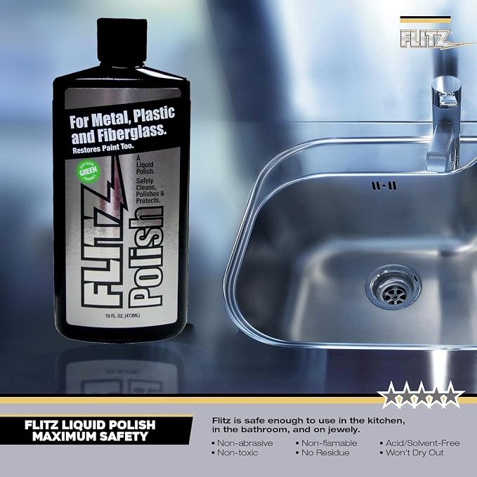 Flitz Multi Purpose Metal Polish Liquid - 16oz Bottle of USA-Made Tarnish - Image 4