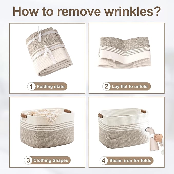 60L Large Laundry Basket with Leather Handles - Image 5
