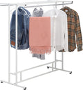 MyGift White Stainless Steel Freestanding Garment Rack, Heavy Duty Double Rod by MyGiftHome